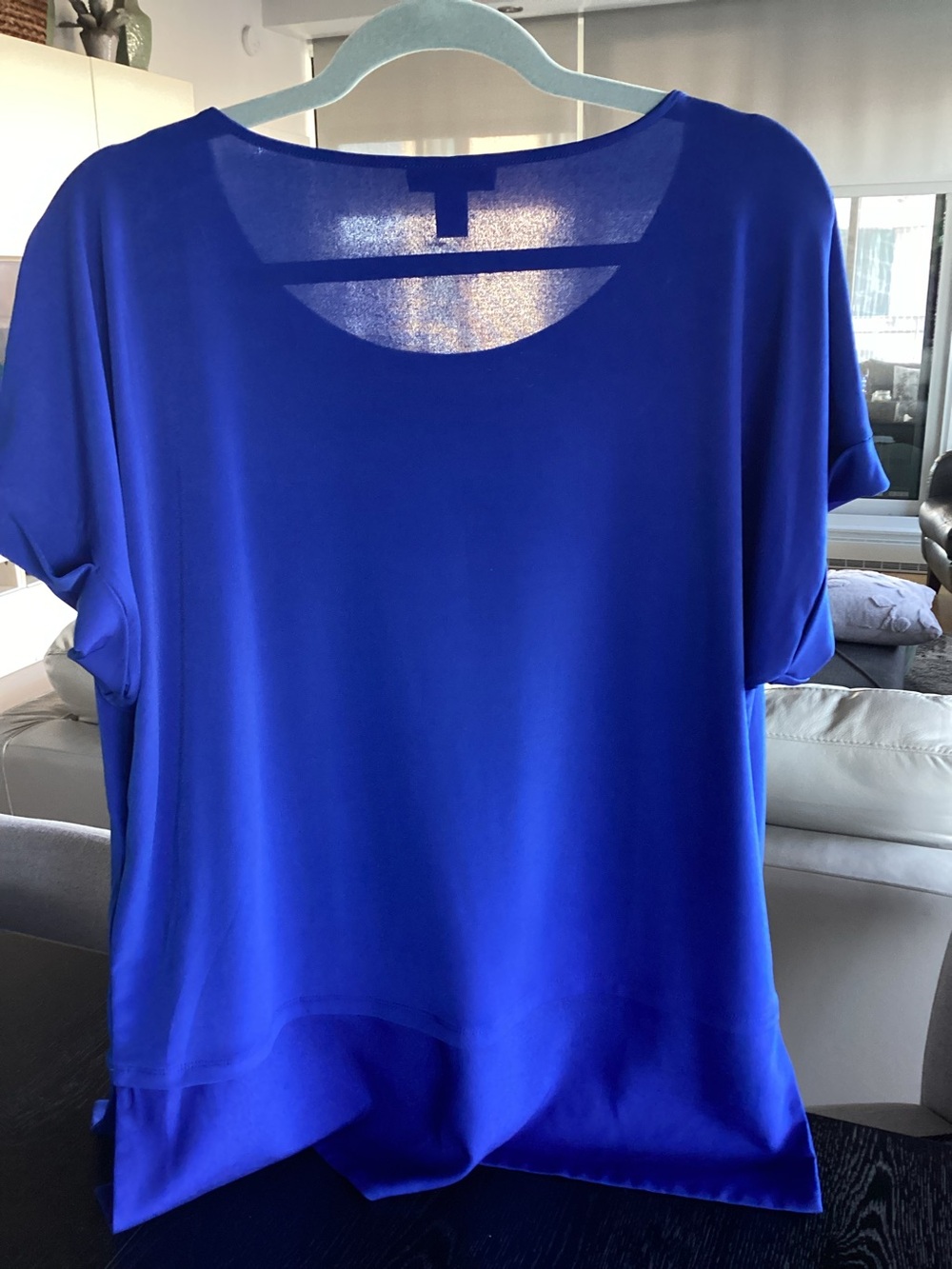 Calvin Klein Women's Short Sleeve Scoop Neck Top in Royal Blue